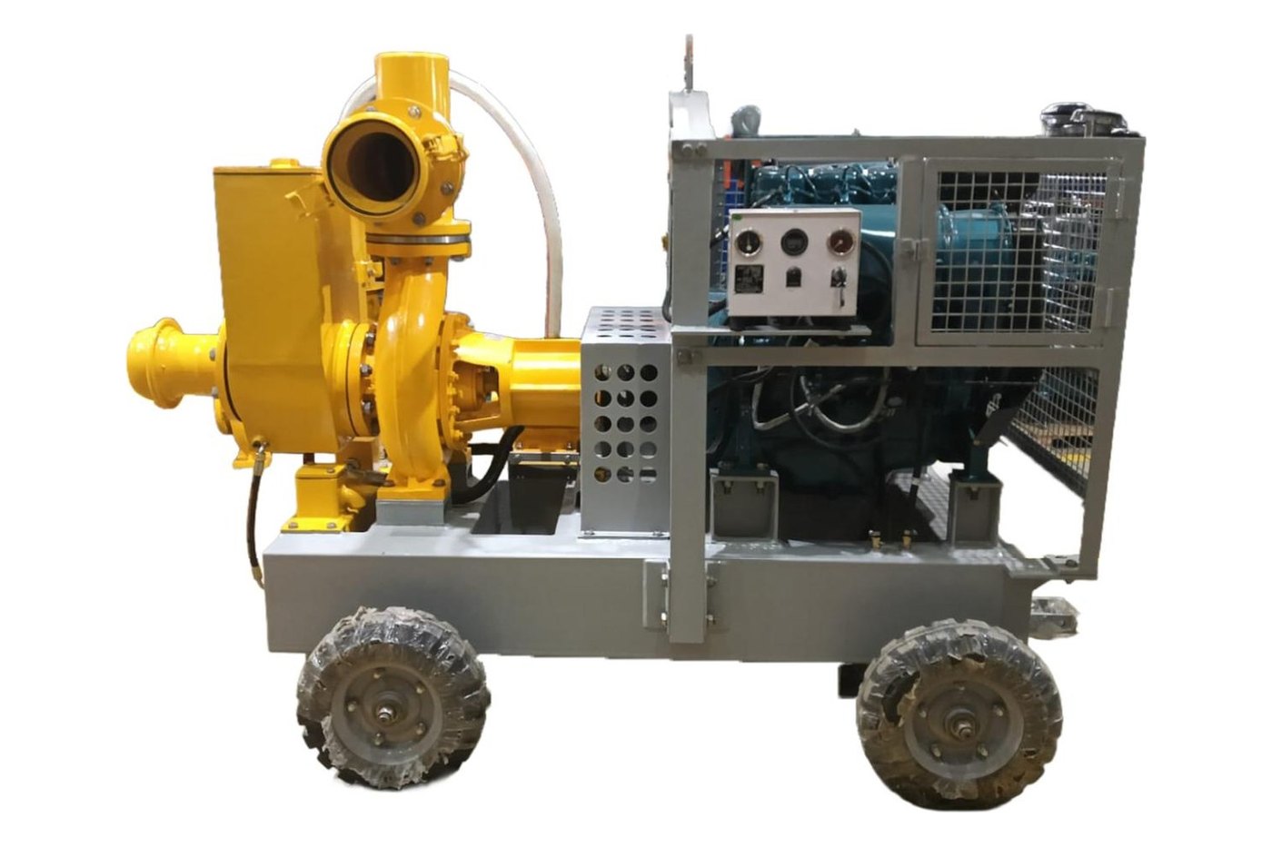 Cosmos CAP auto-prime pump on trolley with diesel engine and control panel