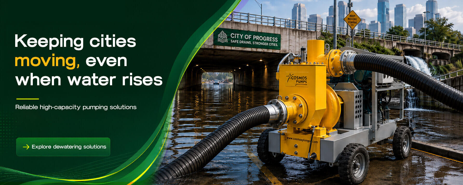 Keeping cities moving, even when water rises - Cosmos Pumps dewatering solutions